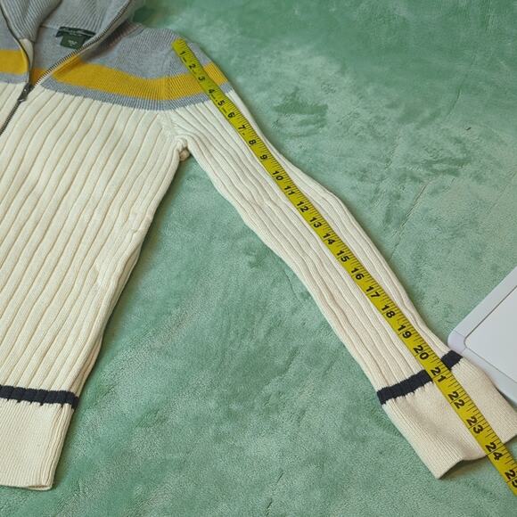 Eddie Bauer full zip 100% Cotton Women's Ribbed Sweater Size Medium - Picture 5 of 7